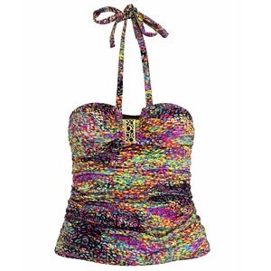 Anne Cole Collection Swimsuit Women's 12 Tankini Multi Color Halter Tropical